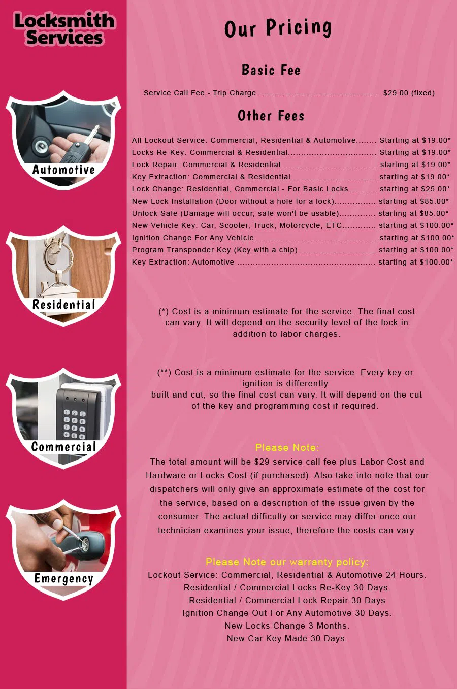 Newark NJ Locksmith Store Newark, NJ 973-891-3556 - price-list-c-18